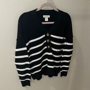 Rachel Zoe Black Striped Knit Sweater